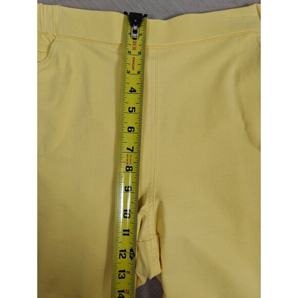 DreamJeannes Quacker Factory  Womens M Yellow Pull On Crop Capri Pants - Picture 10 of 10